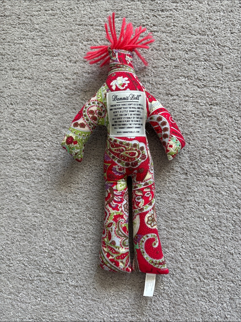 Dammit Doll Red Paisley Stress Relief Plush for All Ages